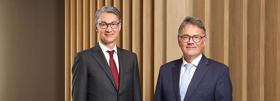 Roland Matt, Group CEO und Georg Wohlwend, Präsident des Verwaltungsrates (Porträts)